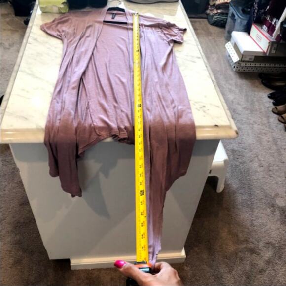 Amisu Women’s Rose Short Sleeve Knee Length Duster Cardigan Size L Flowy Boho - Picture 5 of 5